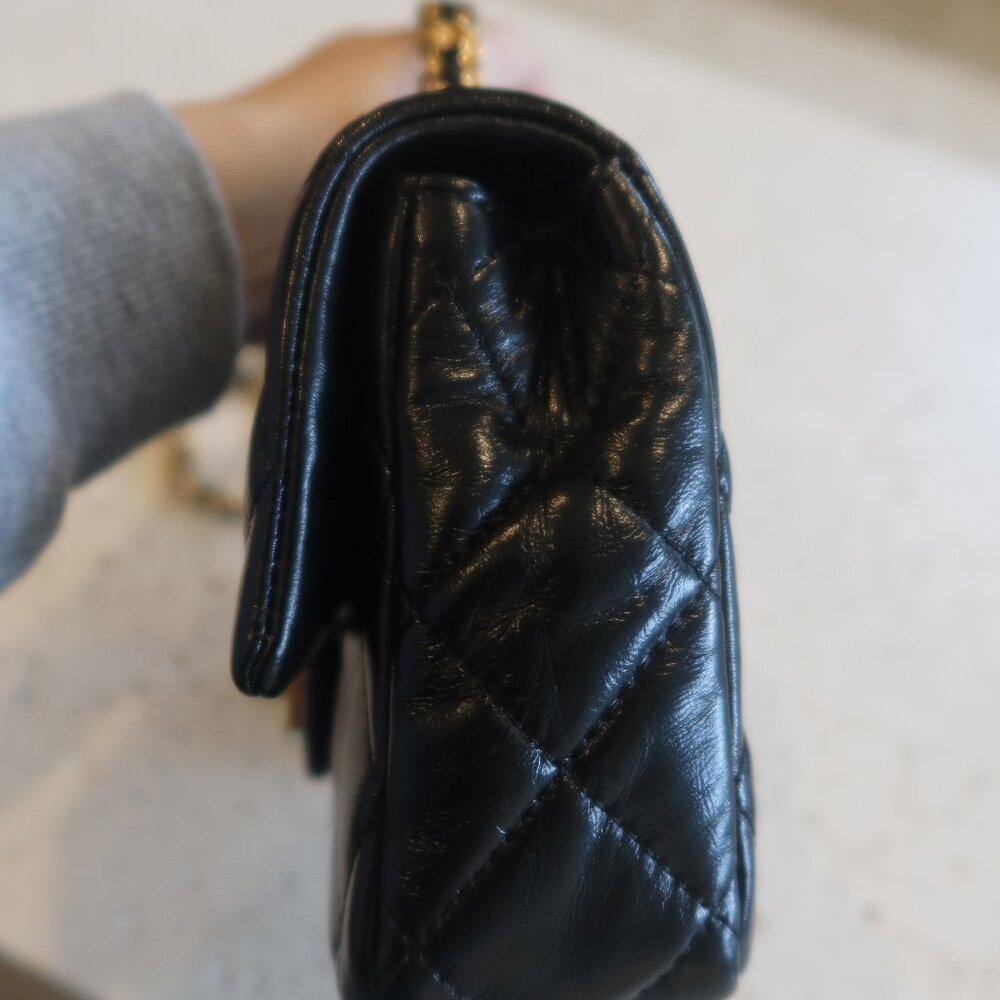 Chanel waxed lambskin mini handle classic flap bag - Picture 9 of 14